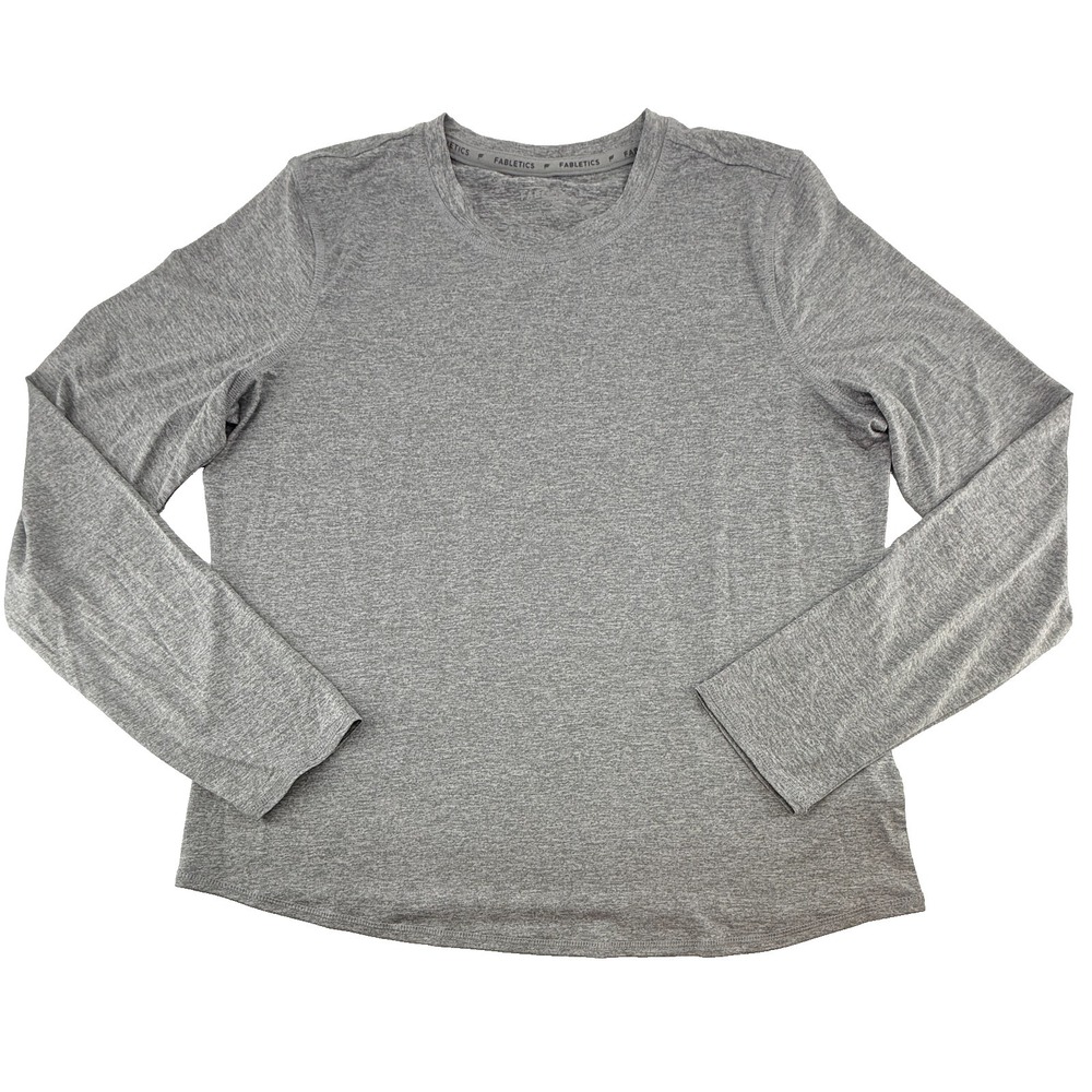 Fabletics Womens XL Gray Long Sleeve Athletic Top Stretch Workout Shirt